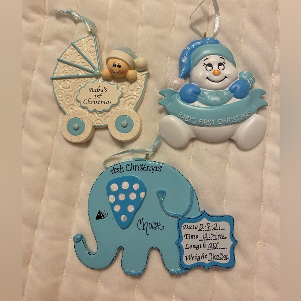 Babies 1st Christmas ornament order personalization and free gift bag